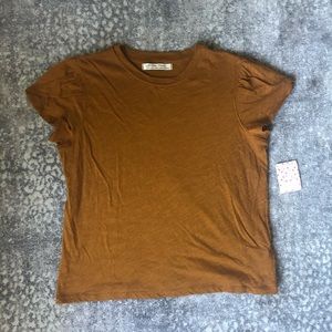 Free People Copper/Brown Ruffle Sleeve Tee